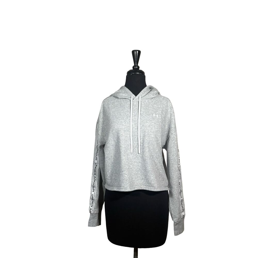 Under Armour Rival Fleece Cropped Hoodie Women’s M Gray Logo Tape